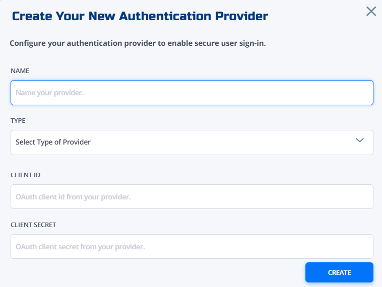 Auth provider configuration